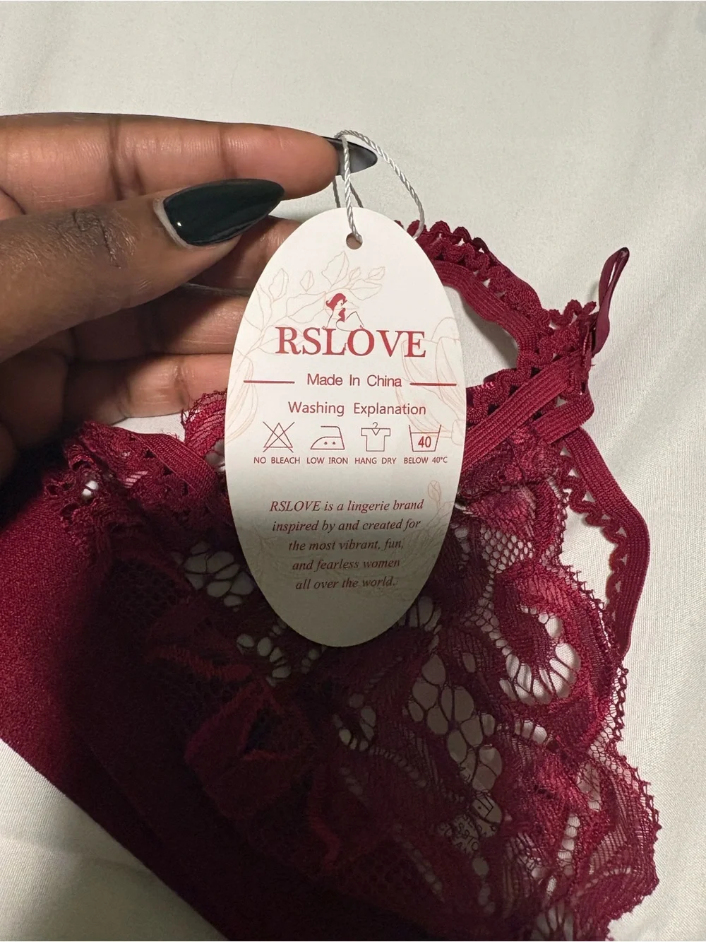 Love Burgundy Lace Strappy Bralette & Thong Set